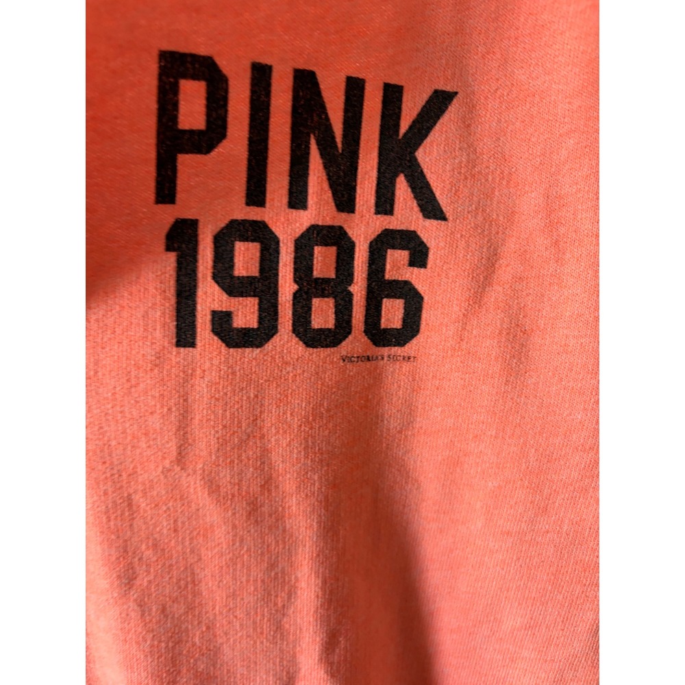 Victorias Secret PINK Quarter Zip Sweatshirt Neon Orange Coral Heathered Medium - Picture 3 of 6